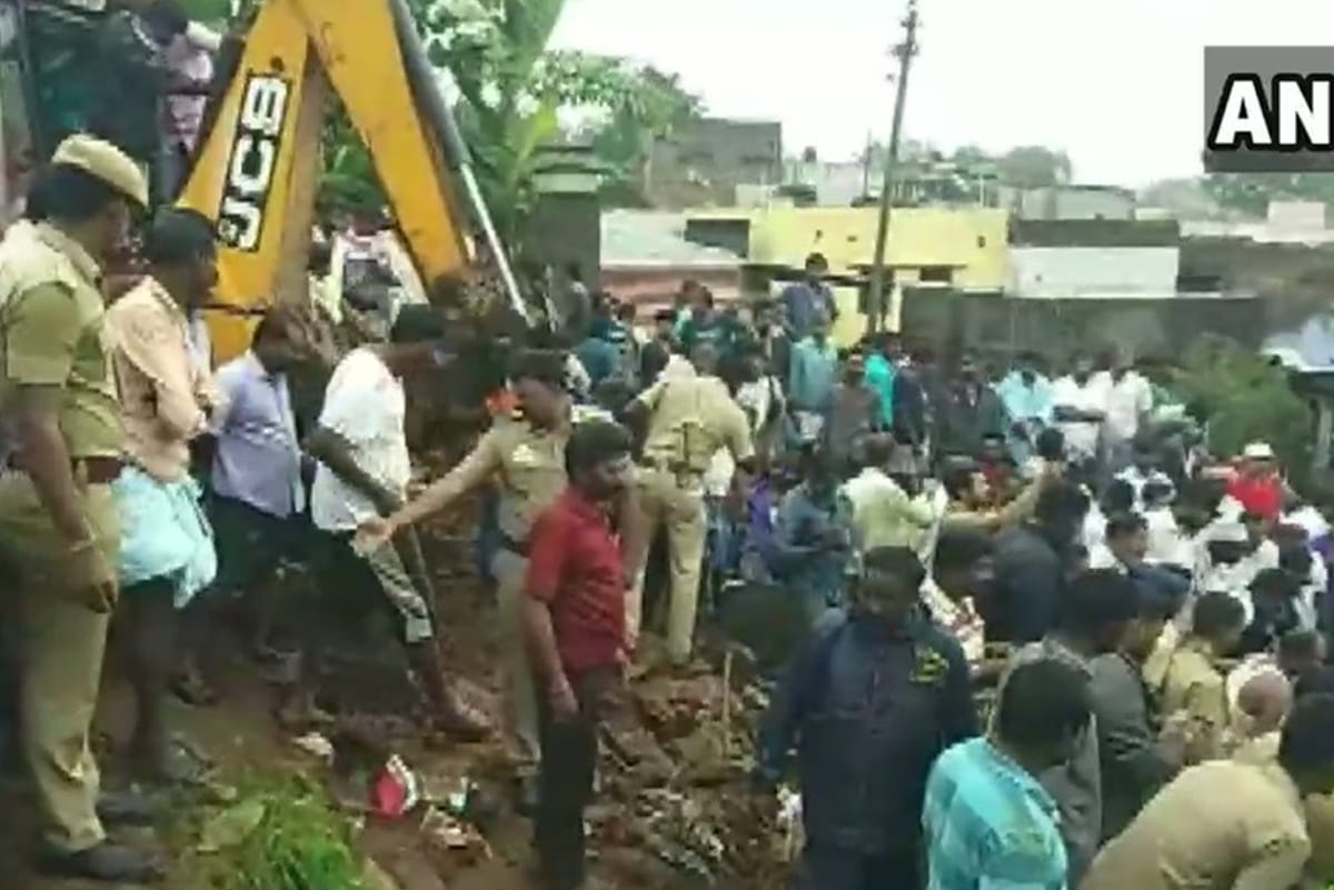 many people died after compound wall collapsed and damaged three houses, rescue operation underway