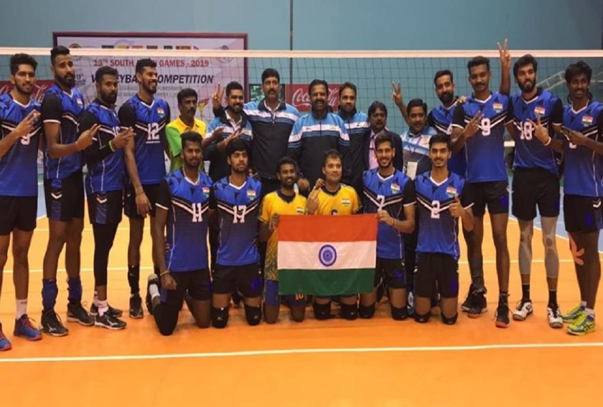 Indian mens volleyball team wins gold after defeated pakistan in South Asian games 2019