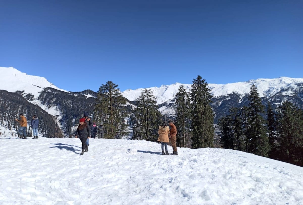 Tourist Influx in snow-logged valleys of manali himachal , see spectacular pictures