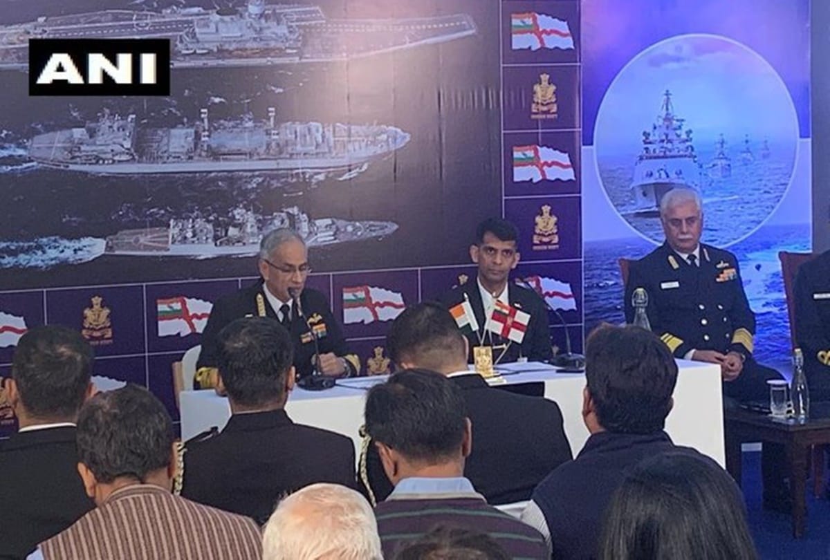 Navy Chief Admiral Karambir Singh at Navy Day press conference in Delhi
