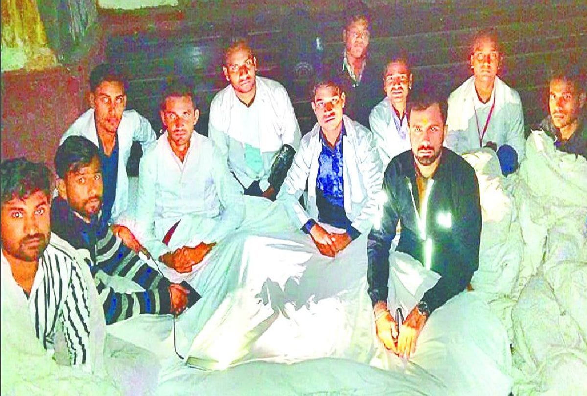 BAMS students protest in university campus in agra