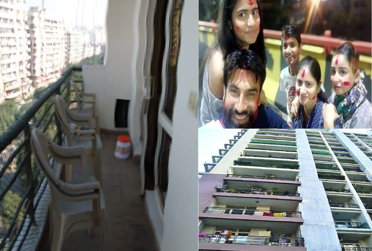 indirapuram murder and suicide case 3 chairs in balcony man jumped from 8th floor with wife manager
