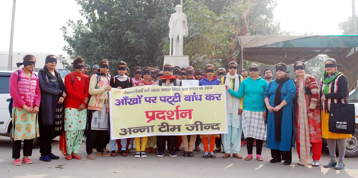 anna team protest with black eyebrow