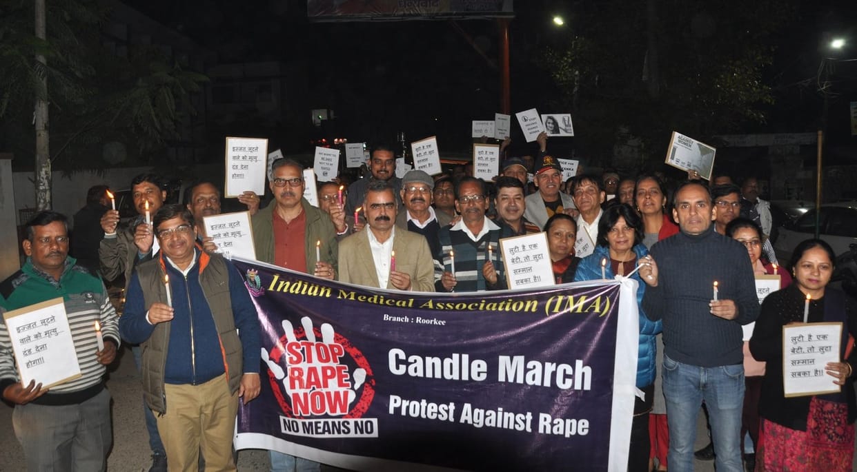 Candle march in protest against doctor's rape and murder