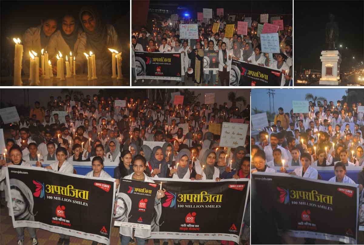 Aparajita 100 million smiles jammu and kashmir: protest and candle march on Hyderabad case