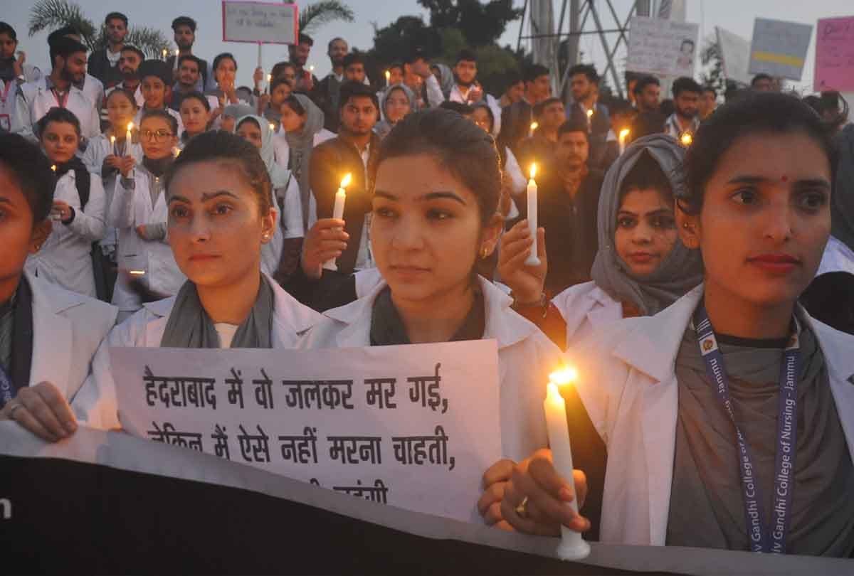 Aparajita 100 million smiles jammu and kashmir: protest and candle march on Hyderabad case