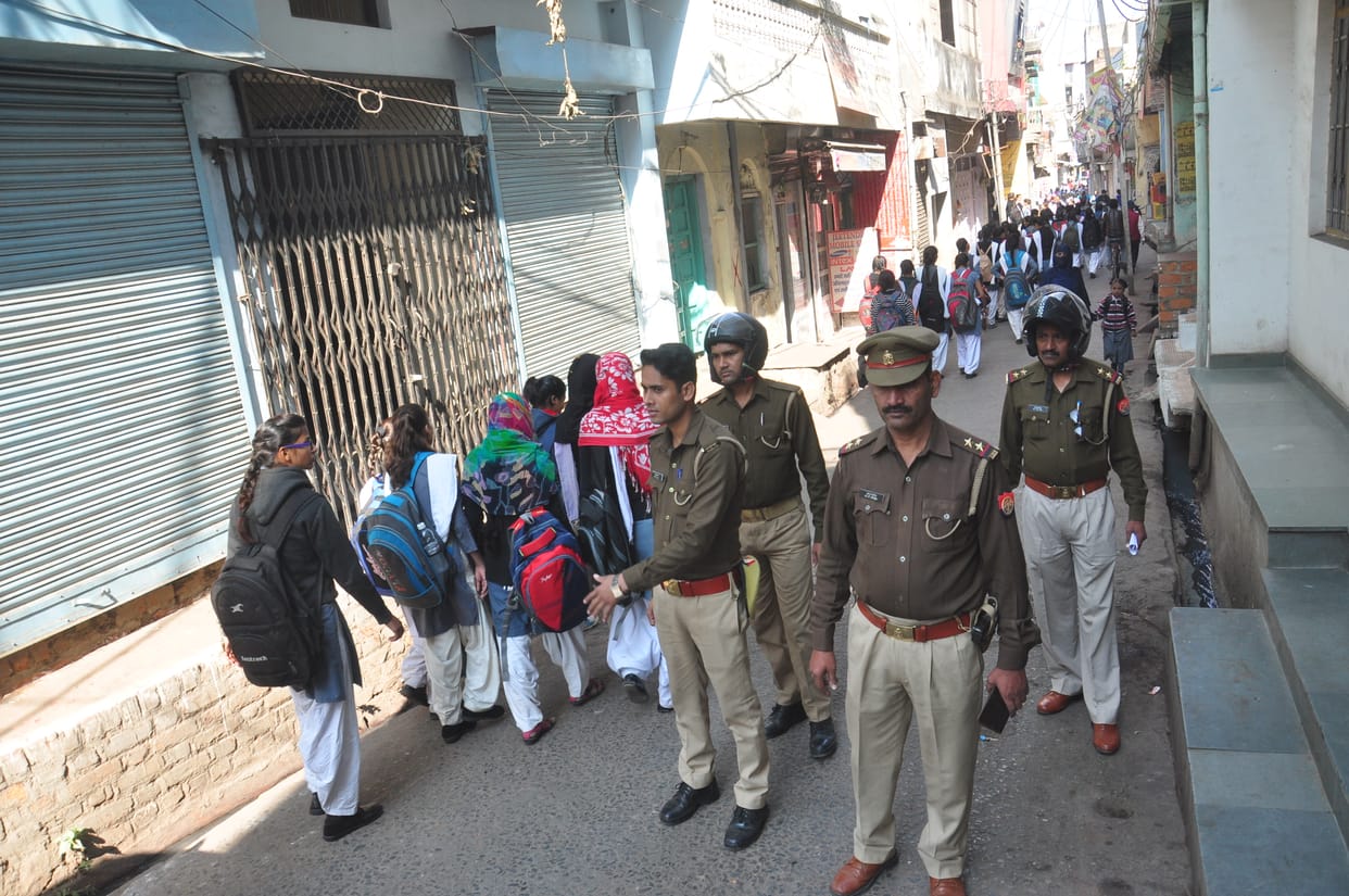 police at girls school
