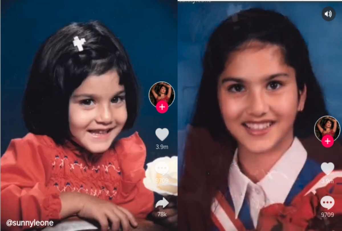 sunny leone share tik tok video her childhood video viral