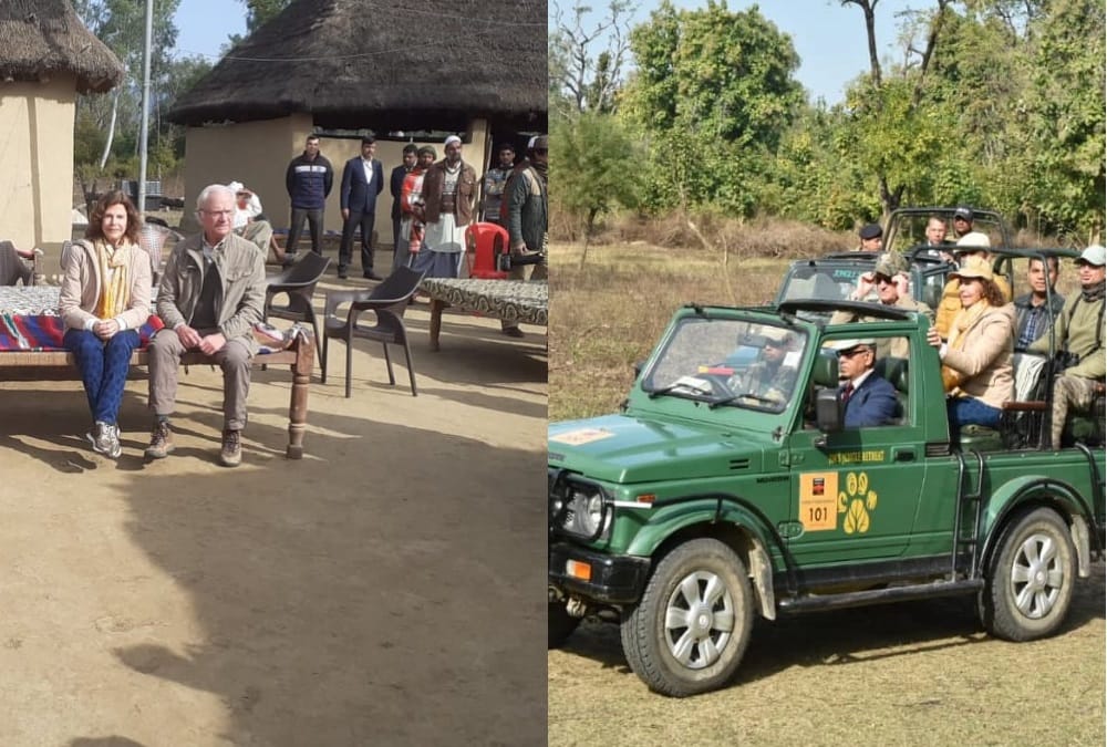 Sweden Royal Couple Doing jungle safari in corbett park happy to see Animals