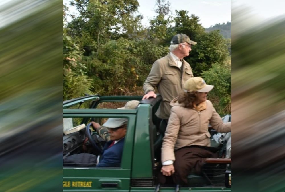 Sweden Royal Couple Doing jungle safari in corbett park happy to see Animals