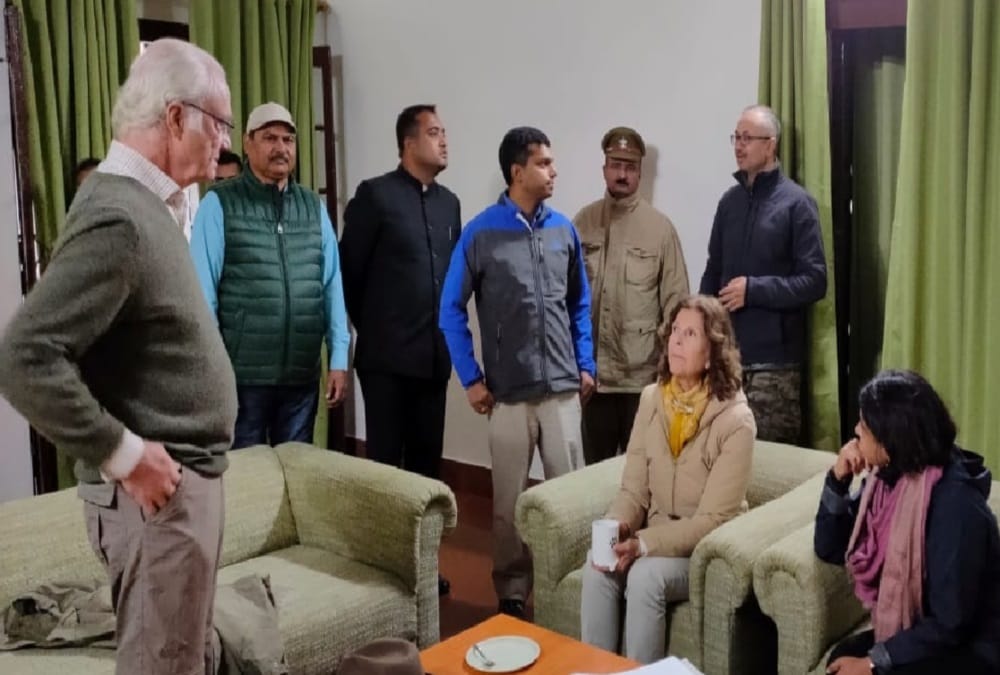 Sweden Royal Couple Doing jungle safari in corbett park happy to see Animals