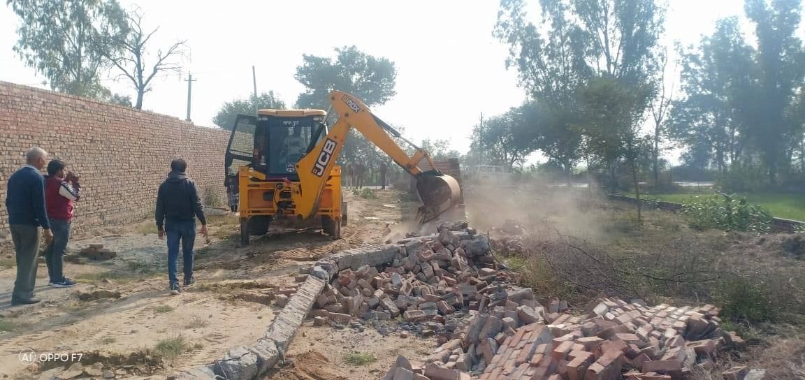illegal construction destroyed, agricultural land, fatehabad