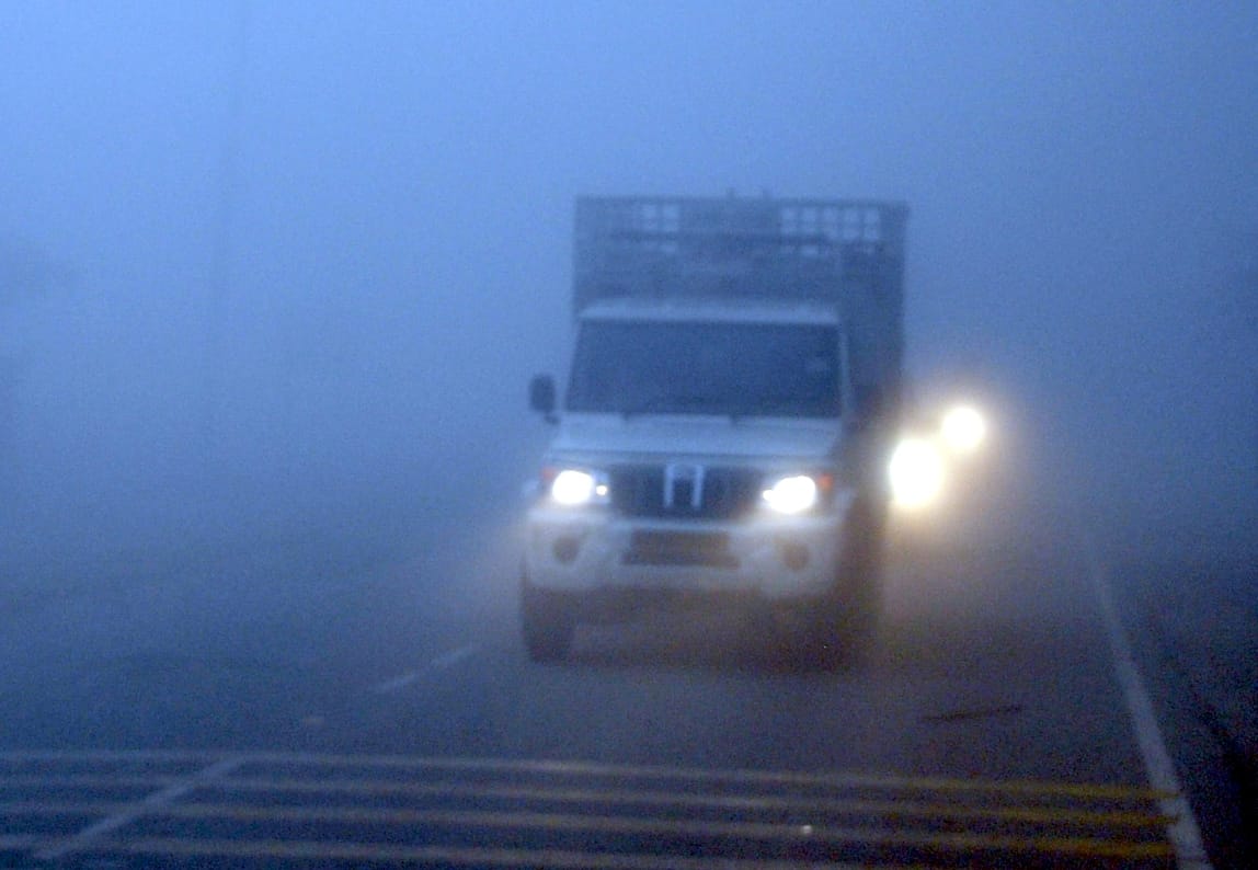 Fog and wind increased cold, cold people