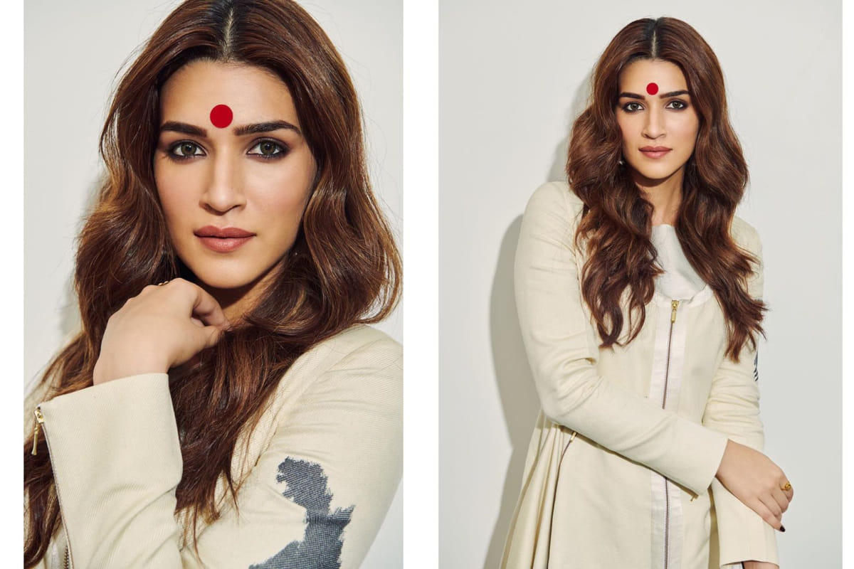 kriti sanon flaunts huge red bindi look at panipat promotion