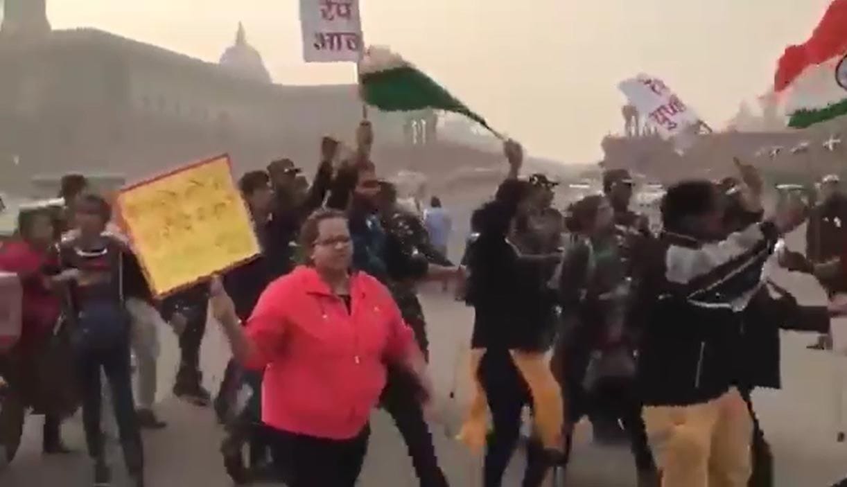 Protest near Parliament House in protest against Hyderabad and Unnao scandal