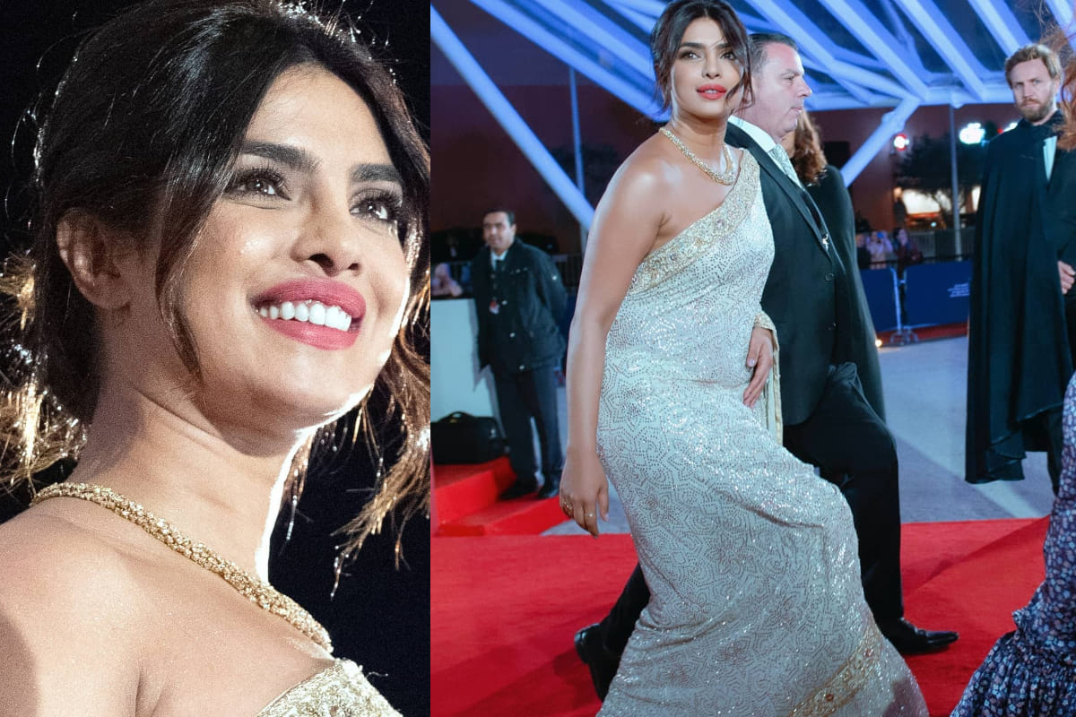 priyanka chopra looks beautiful in saree at marrakech film festival