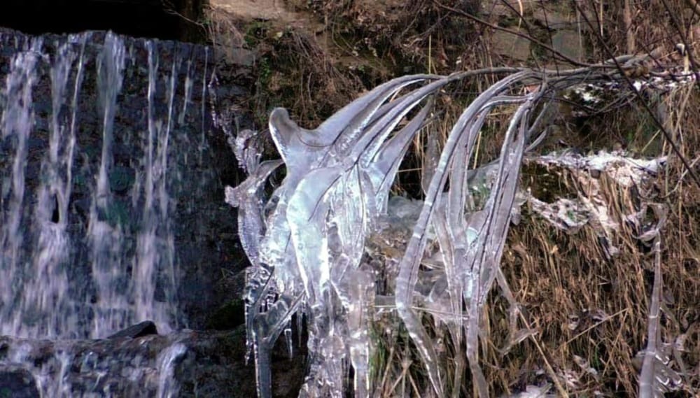 Uttarakhand due to cold winter canal freeze in hilly area
