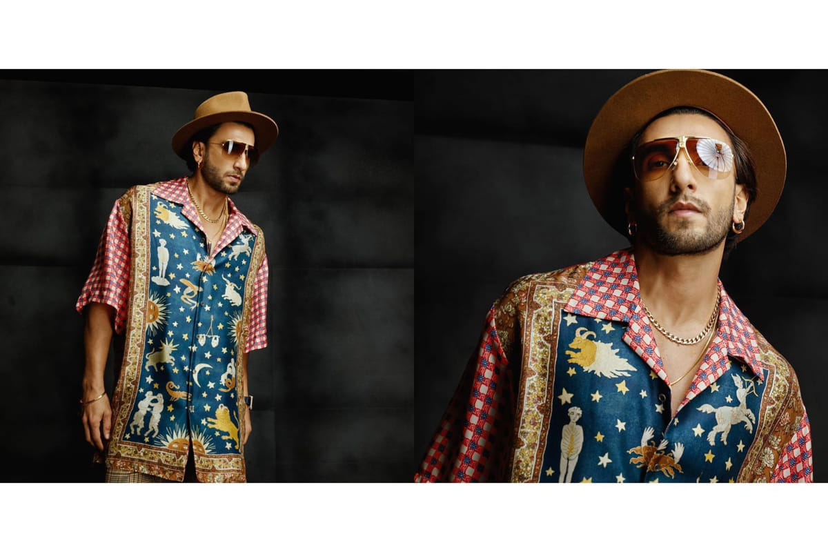 ranveer singh look classy in new retro avatar mustard top and printed pant