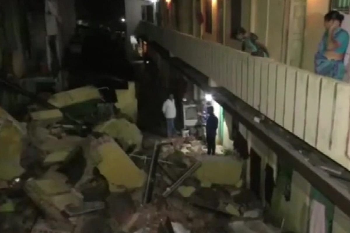 A two story building collapsed in Tirupati, Andhra Pradesh