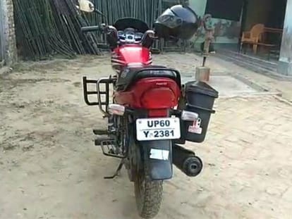 Invoice of bike driver's cut seat belt not installed in Baliya