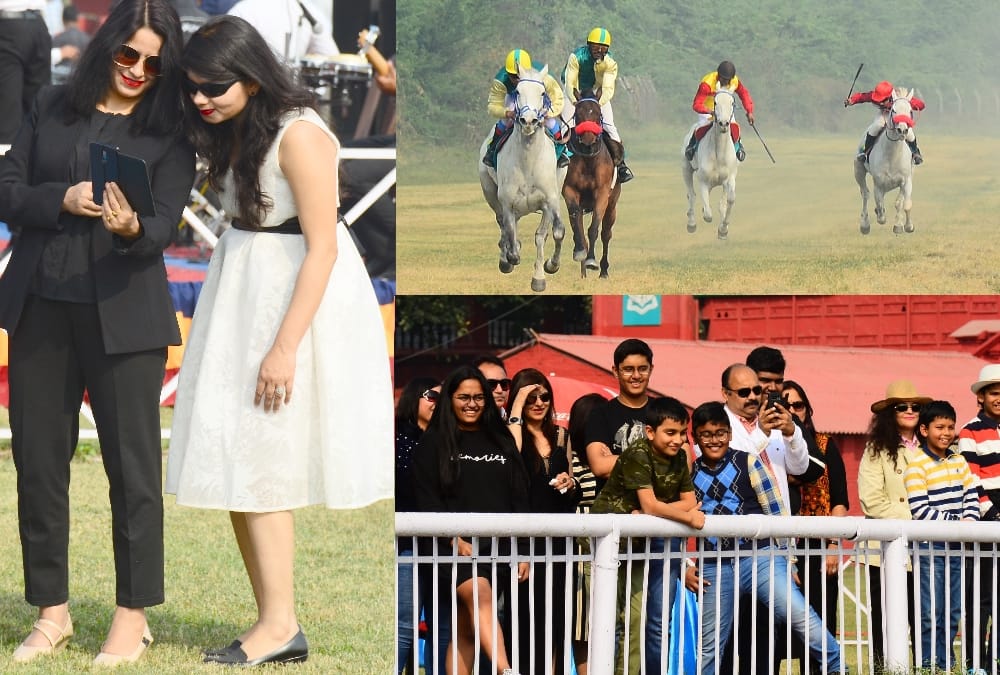 Horse race organized in Lucknow Racecourse.