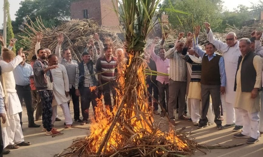the rate are not increase, farmers bjp leaders fire sugercane