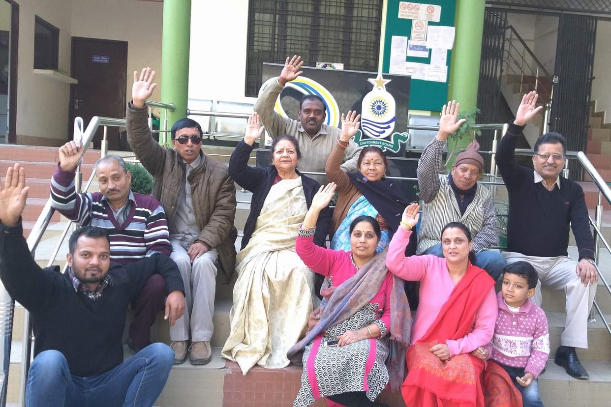 Citizens shouted slogans before the Cantonment Office