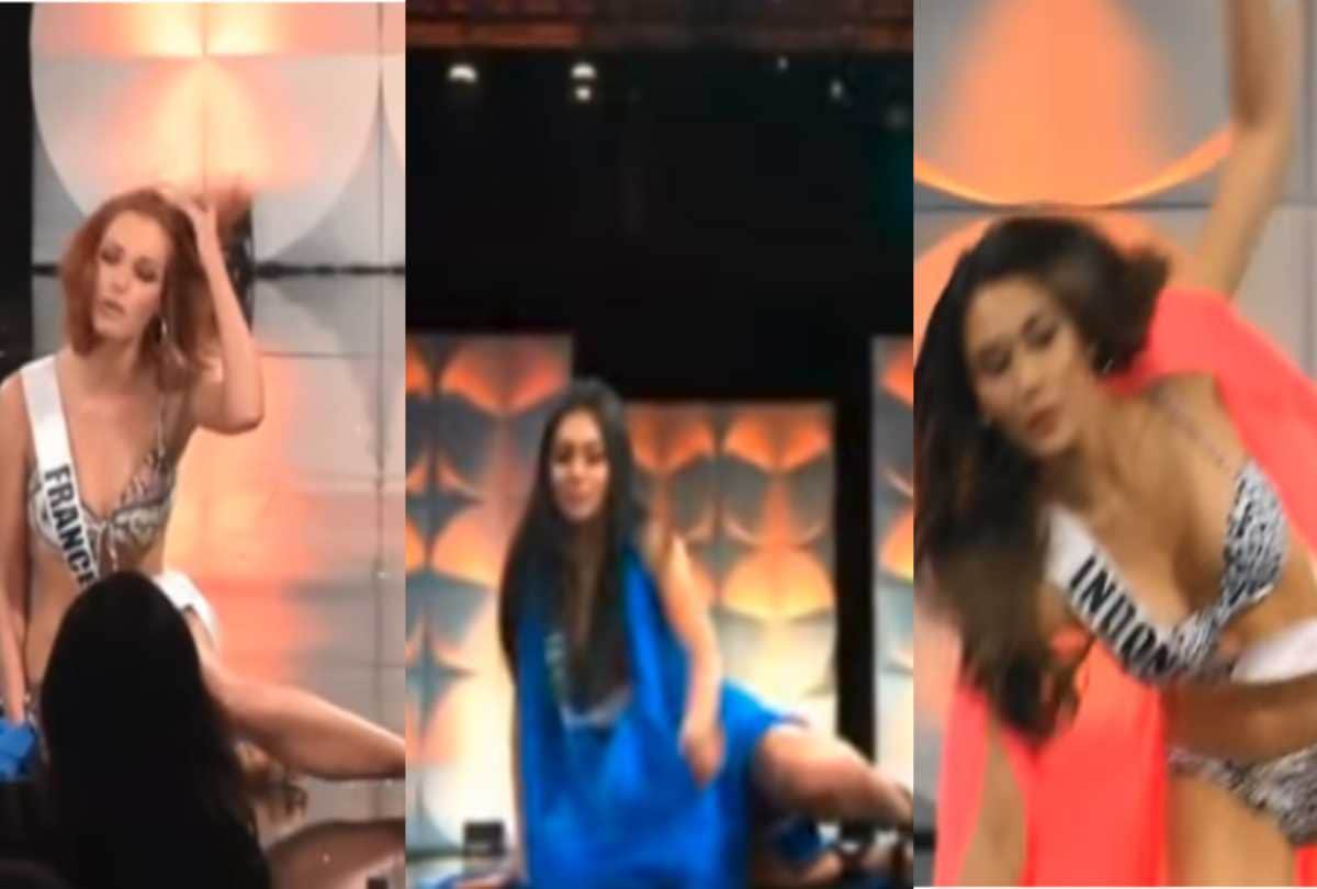 miss universe 2019 many contestant slip on the floor bikini ramp walk