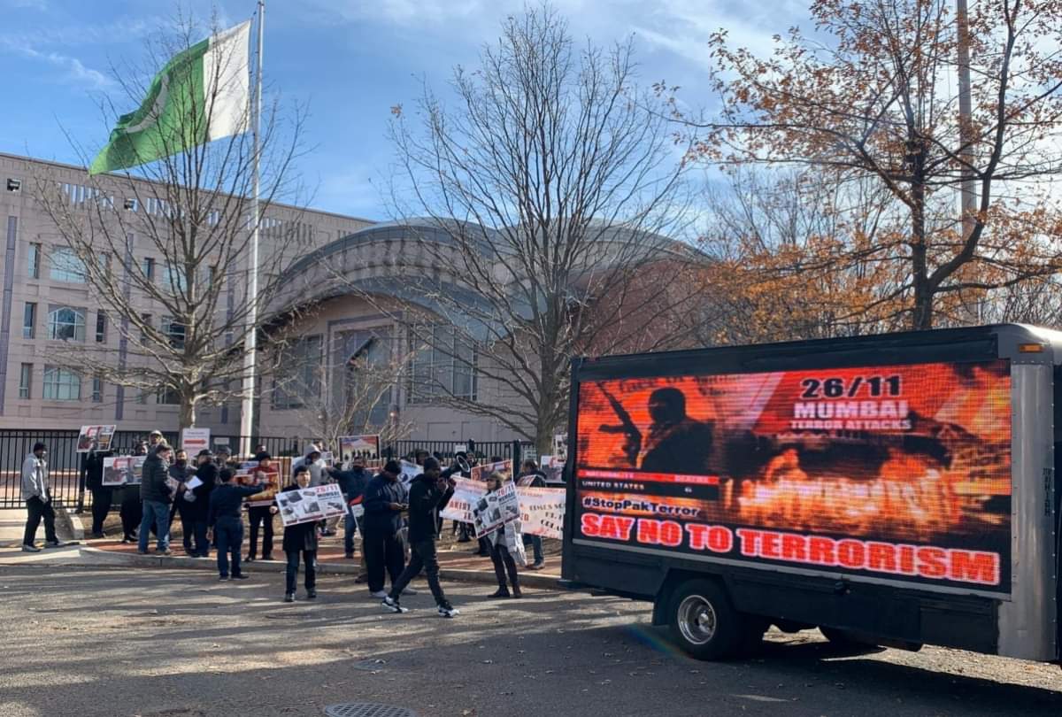 Protest held outside Pakistan embassy in US against sponsored terrorism