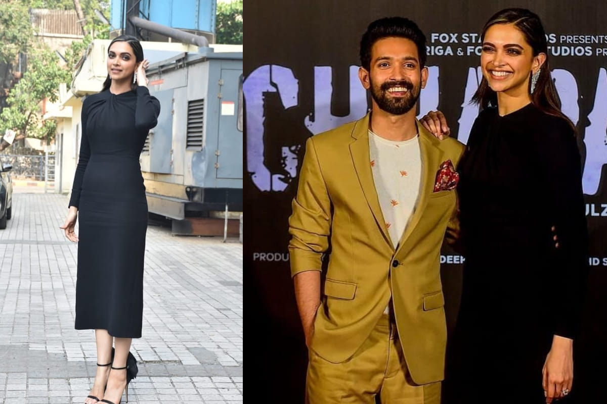 deepika padukone classy look in short hair black bodycon dress at chhapak promotion