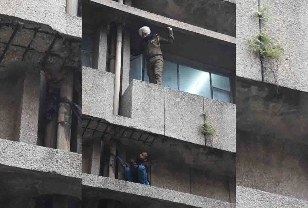 Husband of hospitalized woman created panic after climbing on roof in jammu kashmir