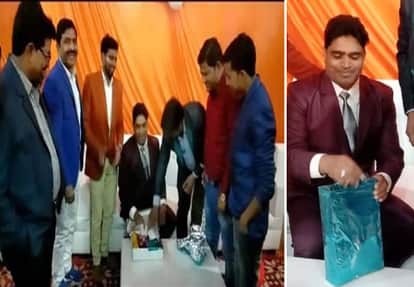 दोस्तों से उपहार में मिले डिब्बे में निकला प्याज देखते मोहम्मद आसिफ