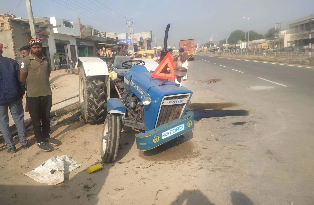 death of tractor driver in road accident