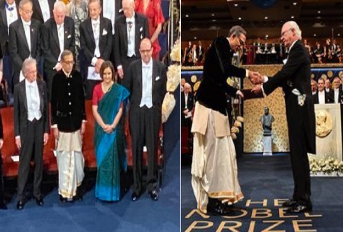 Abhijit Banerjee receives Nobel Prize 2019, Dressed in bandhgala and dhoti