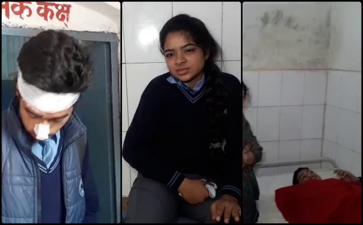 many child student injured in school bus trcuk collision in bhadohi