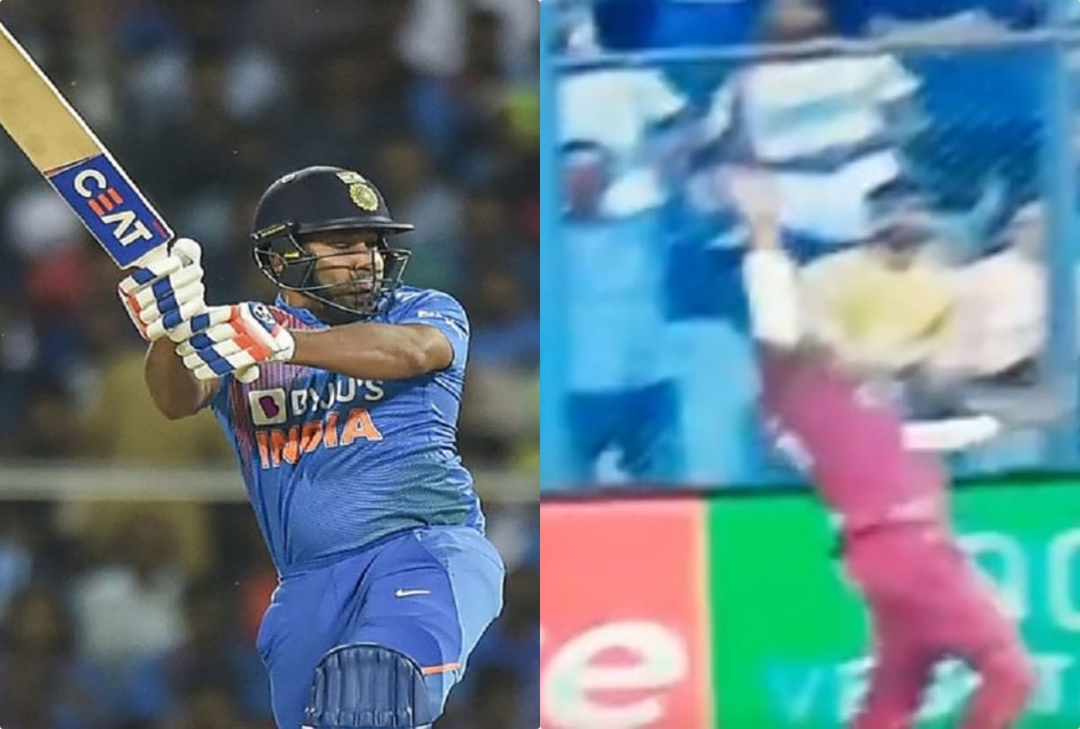 IND vs WI Unbelieveable fielding by Lewis, almost pulled an amazing catch of rohit sharma 