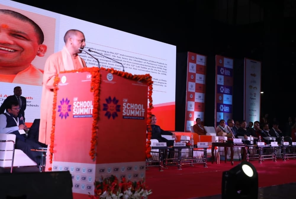Yogi Adityanath in School Summit in Lucknow.