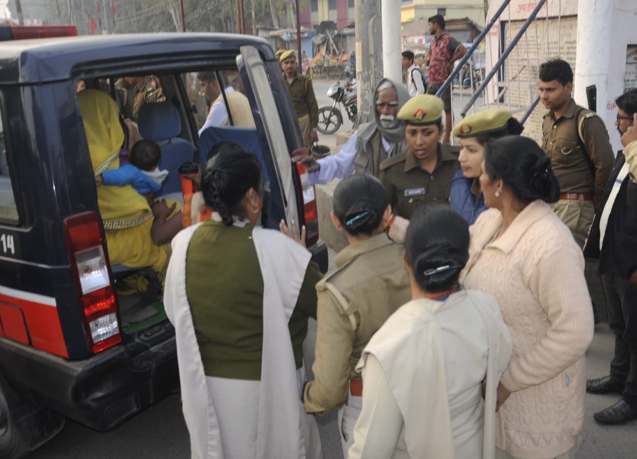 Pratapgarh: father of real sisters sitting on dharna at Ambedkar crossroads