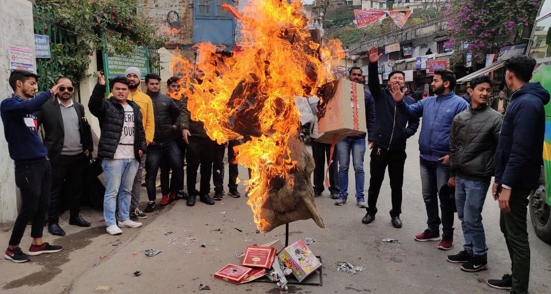 Yukon activists blew the effigy of the Chief Minister and the state government