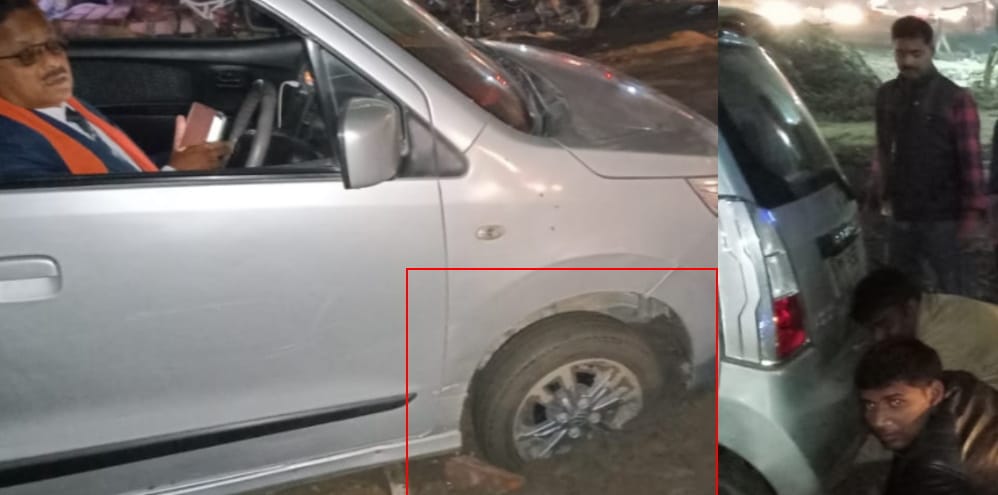car got stuck on the road, MLA warns they will file case against everyone, send enformation CM Yogi