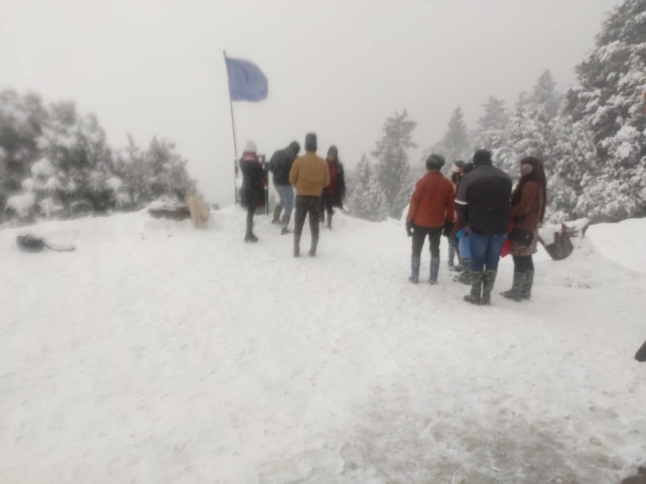heavy snowfall in auli tourist enjoying photos