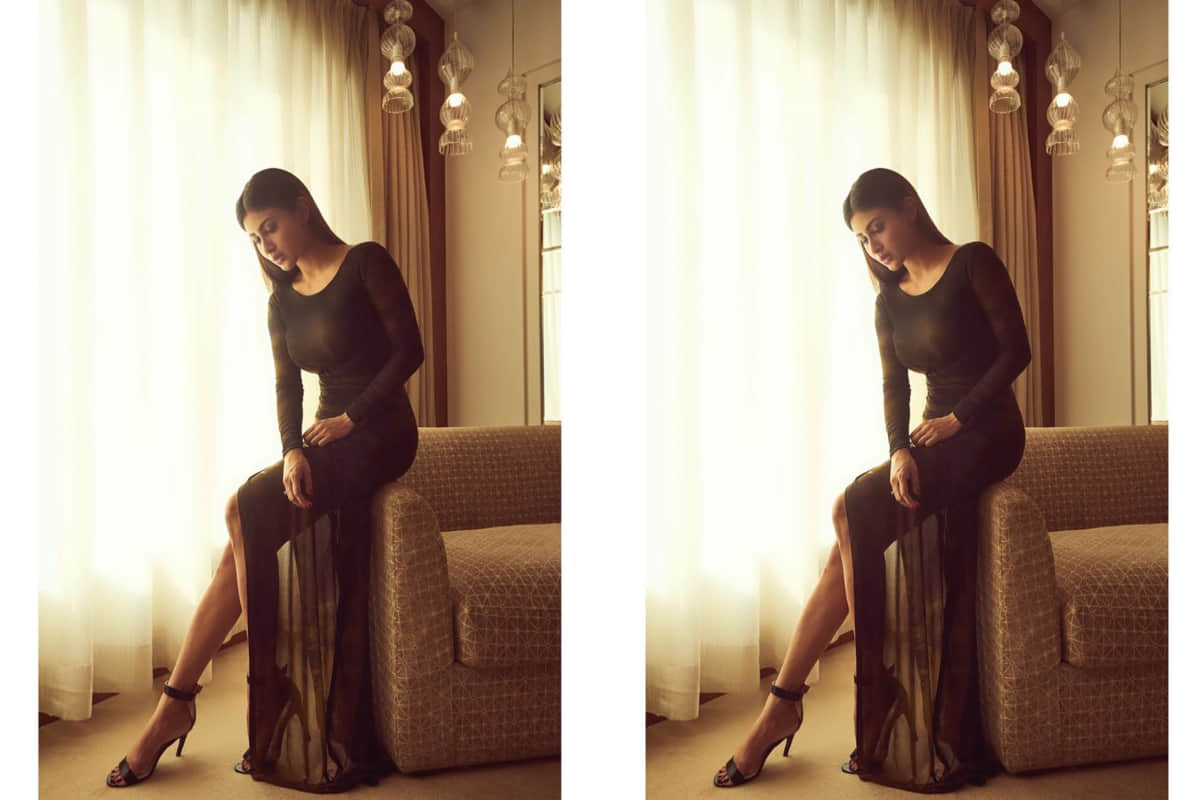 mouni roy looks hot in low back gown Deme By Gabriella