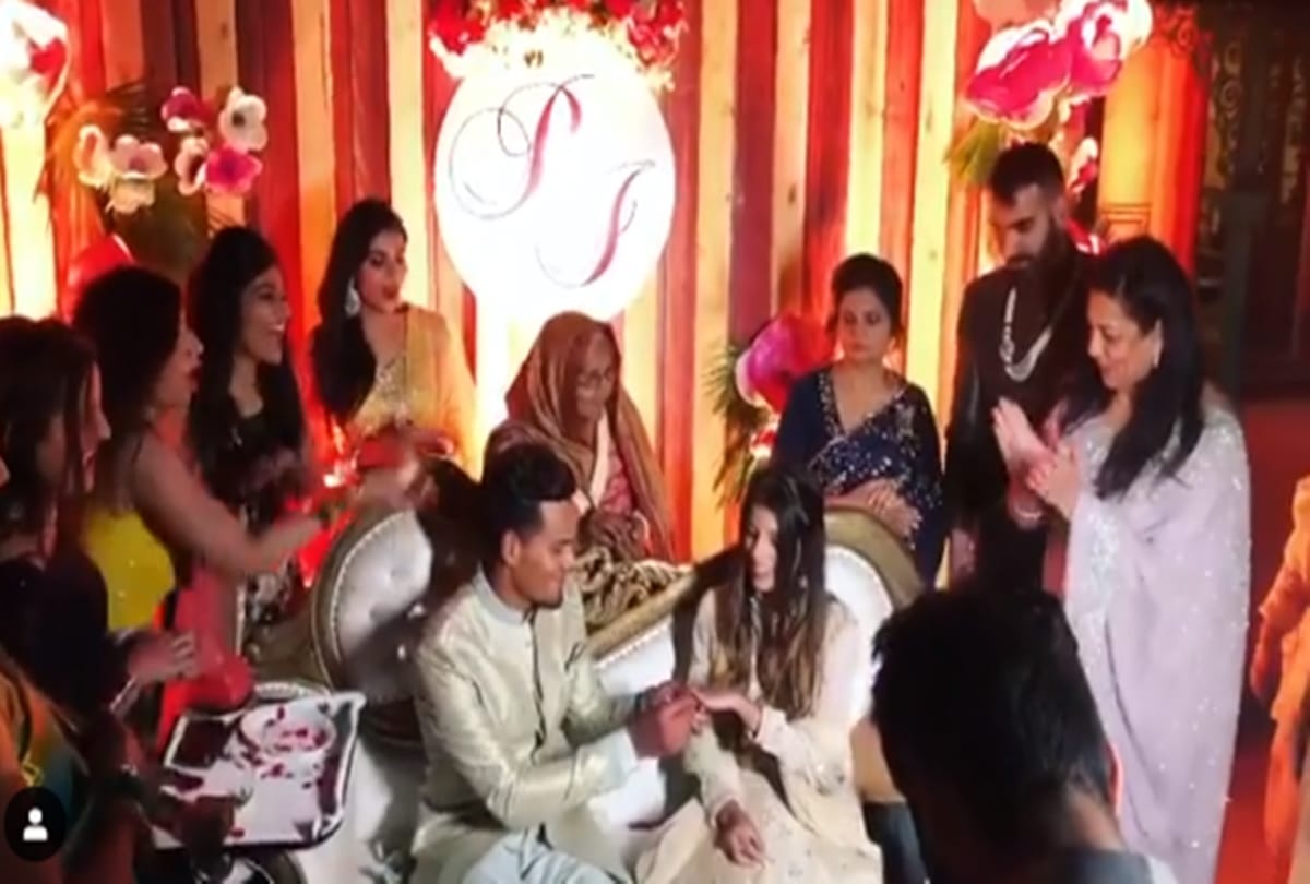 Indian cricketer Deepak chahar younger brother Rahul chahar engaged with long time girlfriend ishani