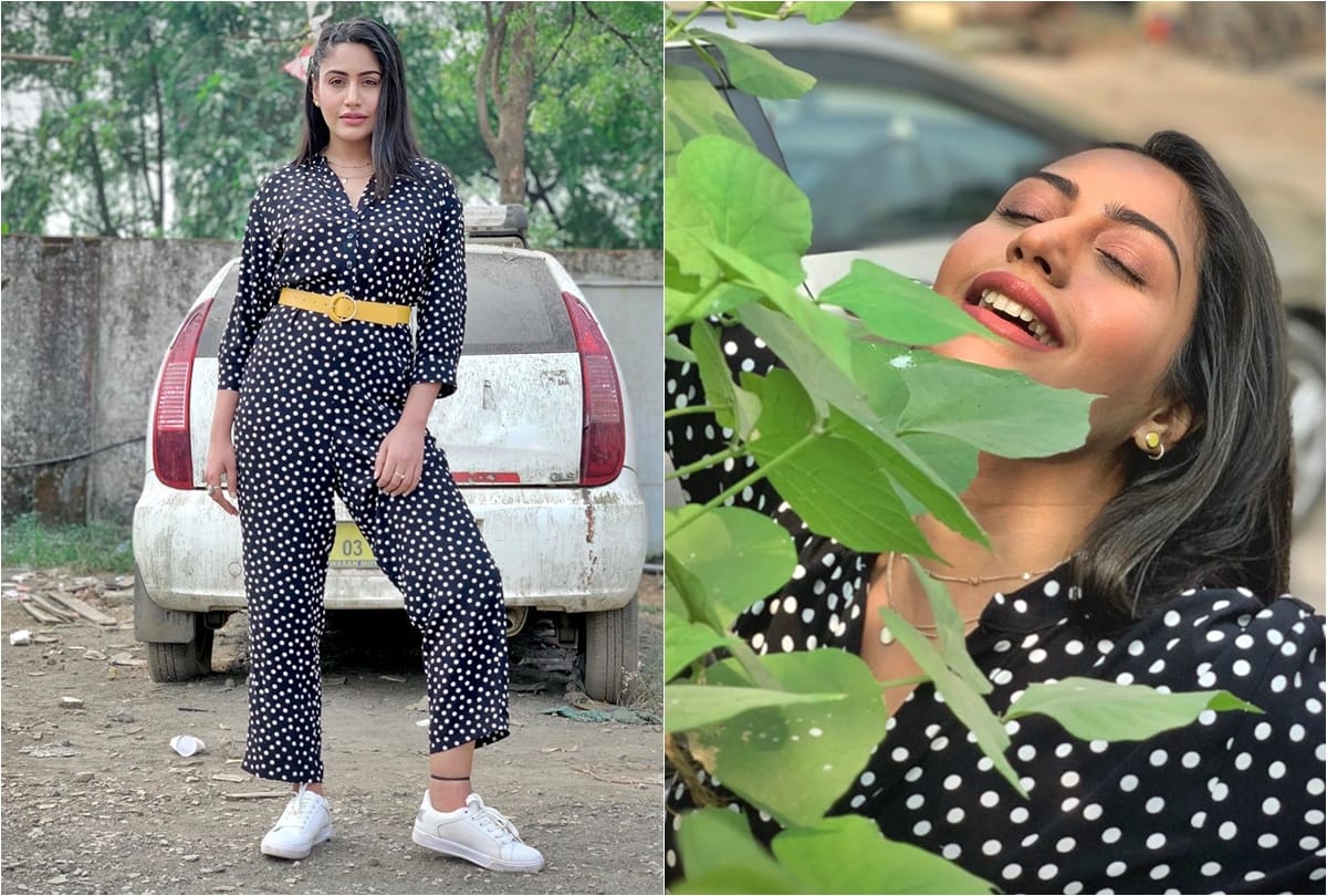 Surbhi Chandna black polka dot jumpsuit photoshoot is viral on Instagram