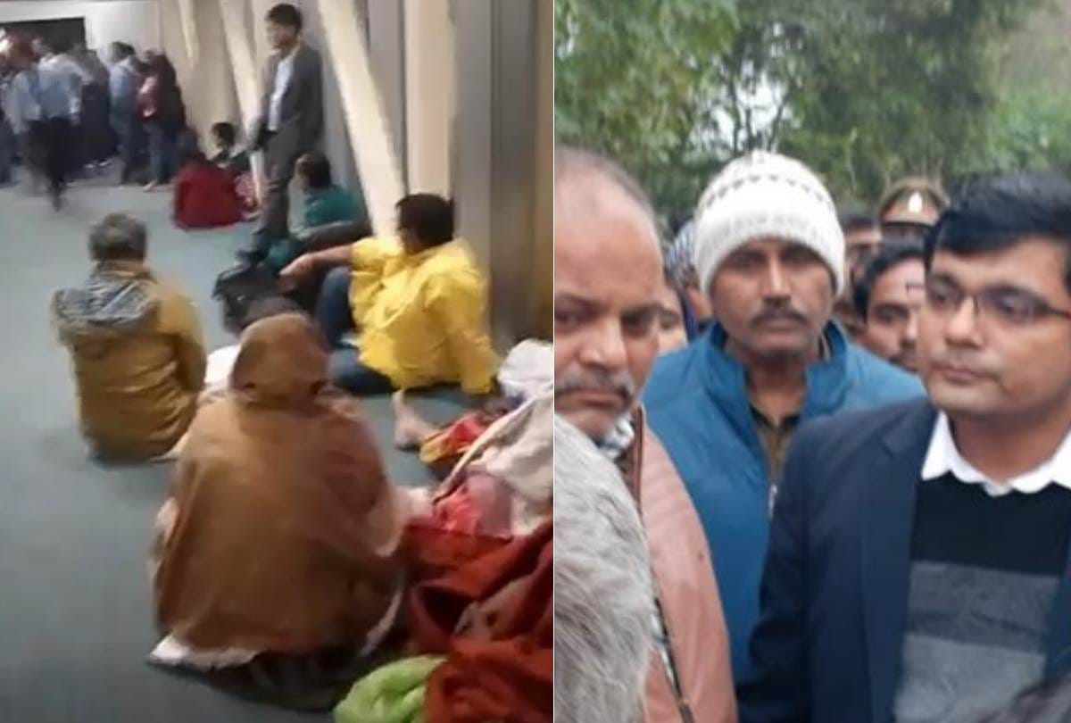 bike rider died in an accident, protest in lucknow