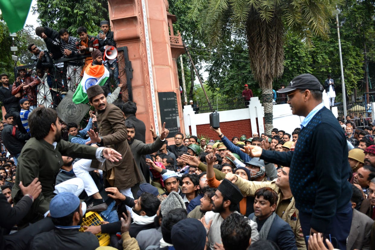 Amu students protest against citizenship amendment act