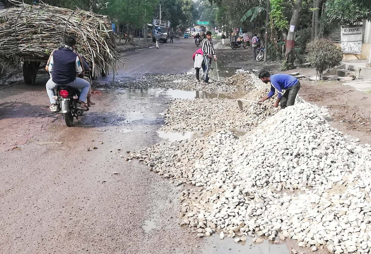 road repaired in mawana