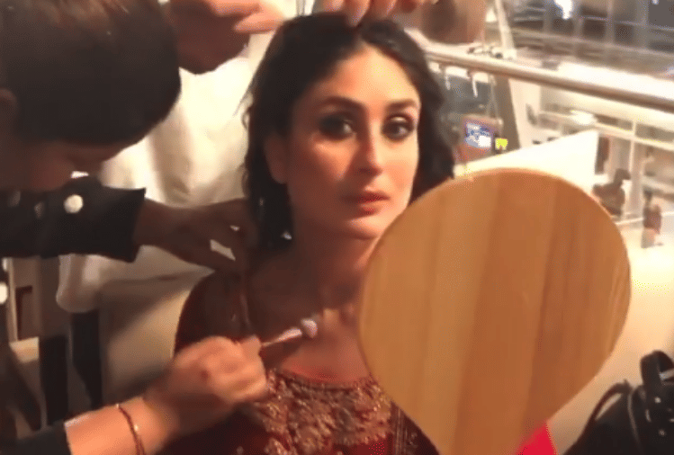 kareena kapoor makeup at bengaluru airport for armaan jain roka ceremony