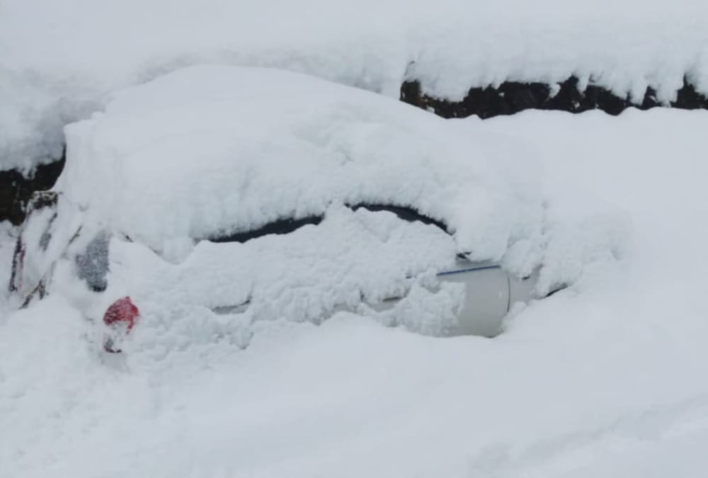 Tourist vehicle Covered with heavy snow And stuck in Auli Photos