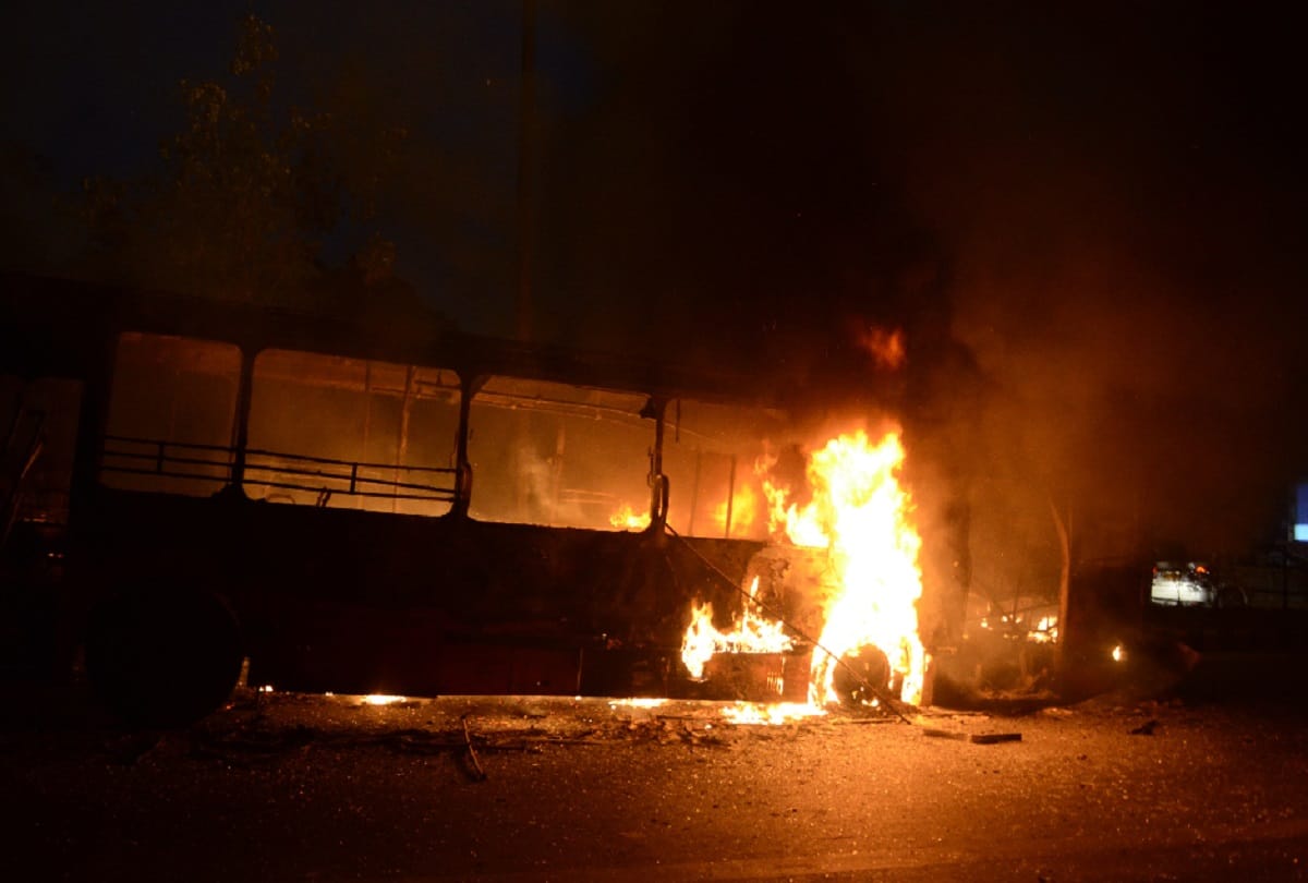 Violence in protest against Citizenship Amendment Act six government buses burnt in Jamia nagar